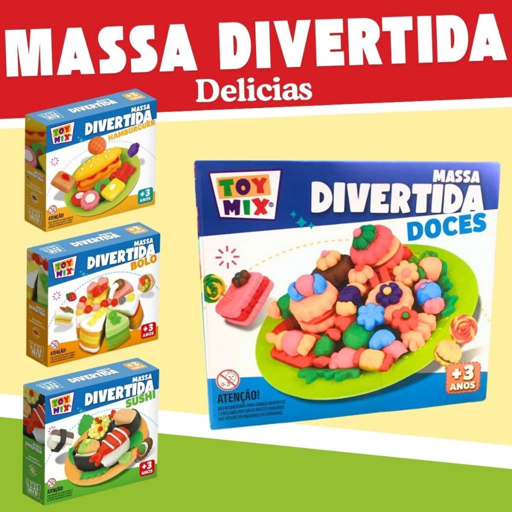 Massinha de Modelar Comidas Divertidas Massa com Moldes Massa de Modelar Bolo Sushi Hamburguers