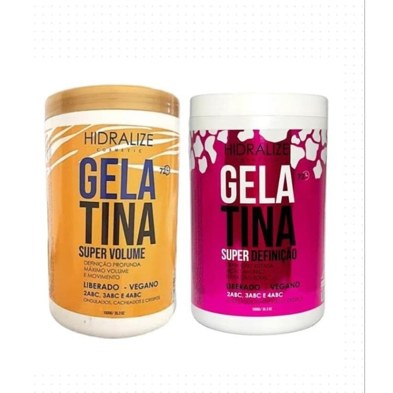 Kit 2 Gelatinas Cachos bombados Super Definição+Super Volume Hidralize