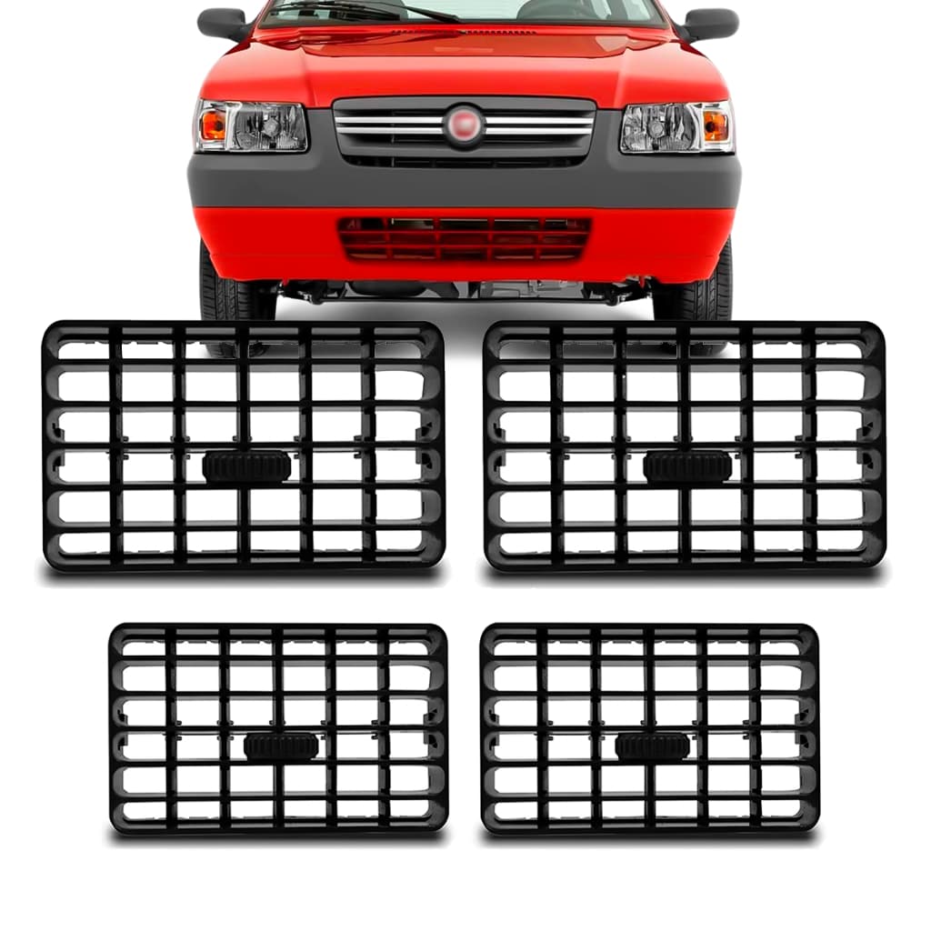 Kit 4 Difusor Grade Saida Ar Uno Mille Economy Fiorino 1997 98 99 00 01 02 03 04 05 A  09 10 11 2012