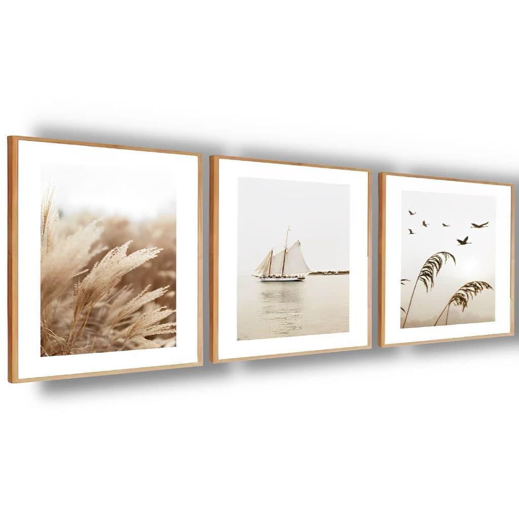 Kit Quadros Decorativos Moldura Sala Quarto Moderno 40x60 Paisagem Minimalista