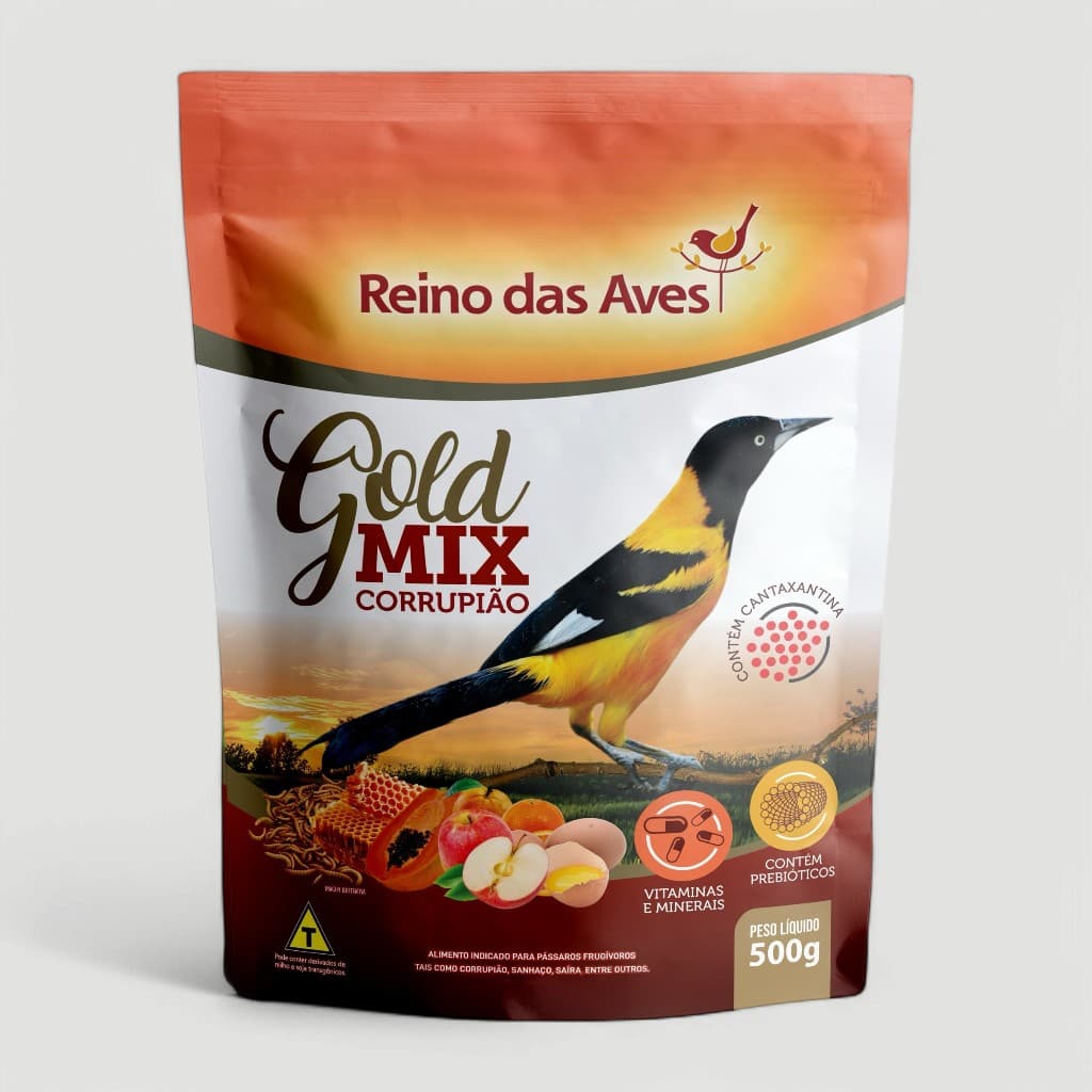 RAÇÃO CORRUPIÃO GOLD MIX 500G | MIX DE SEMENTES COMPLETO INDICADO PARA CORRUPIÃO, SANHAÇO, SAÍRA, ETC