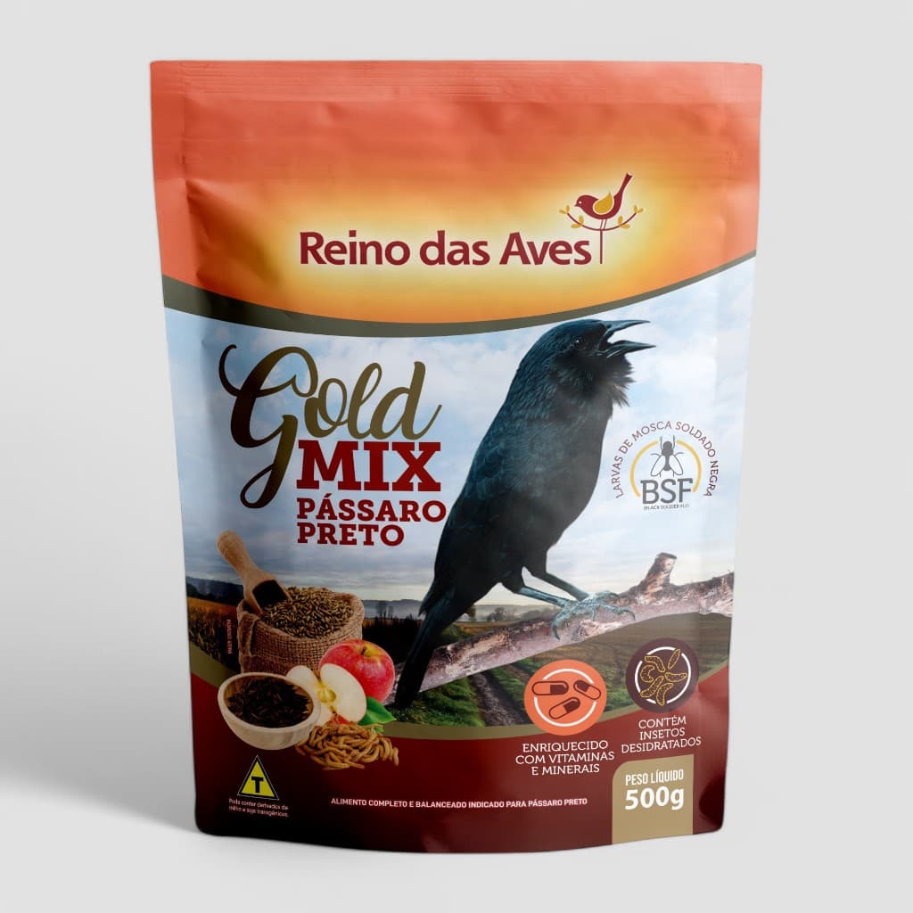RAÇÃO PÁSSARO PRETO 500G | MIX DE SEMENTES COMPLETO, NUTRITIVO E BALANCEADO INDICADO PARA PÁSSARO PRETO