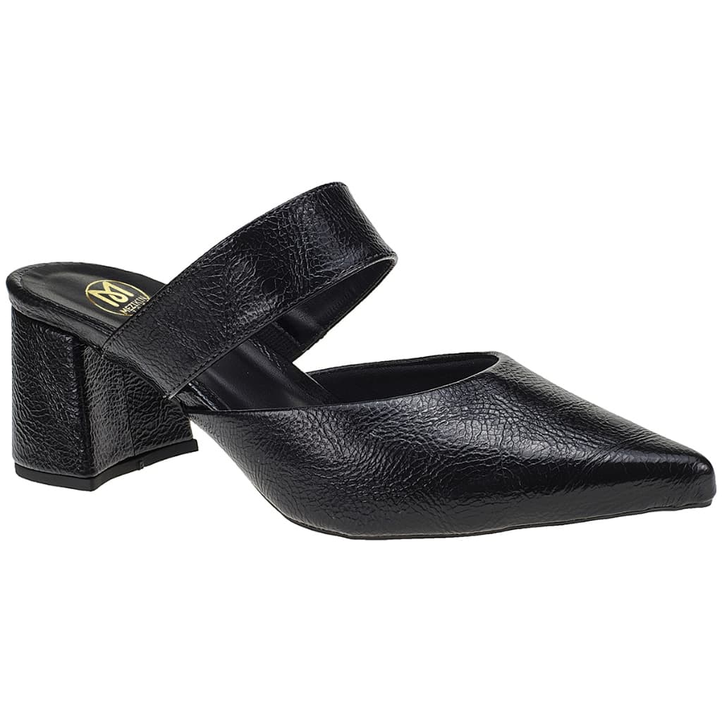 Tamanco Scarpin Fechado Feminino Bico Fino Salto Grosso Macio Tira Casual 0001