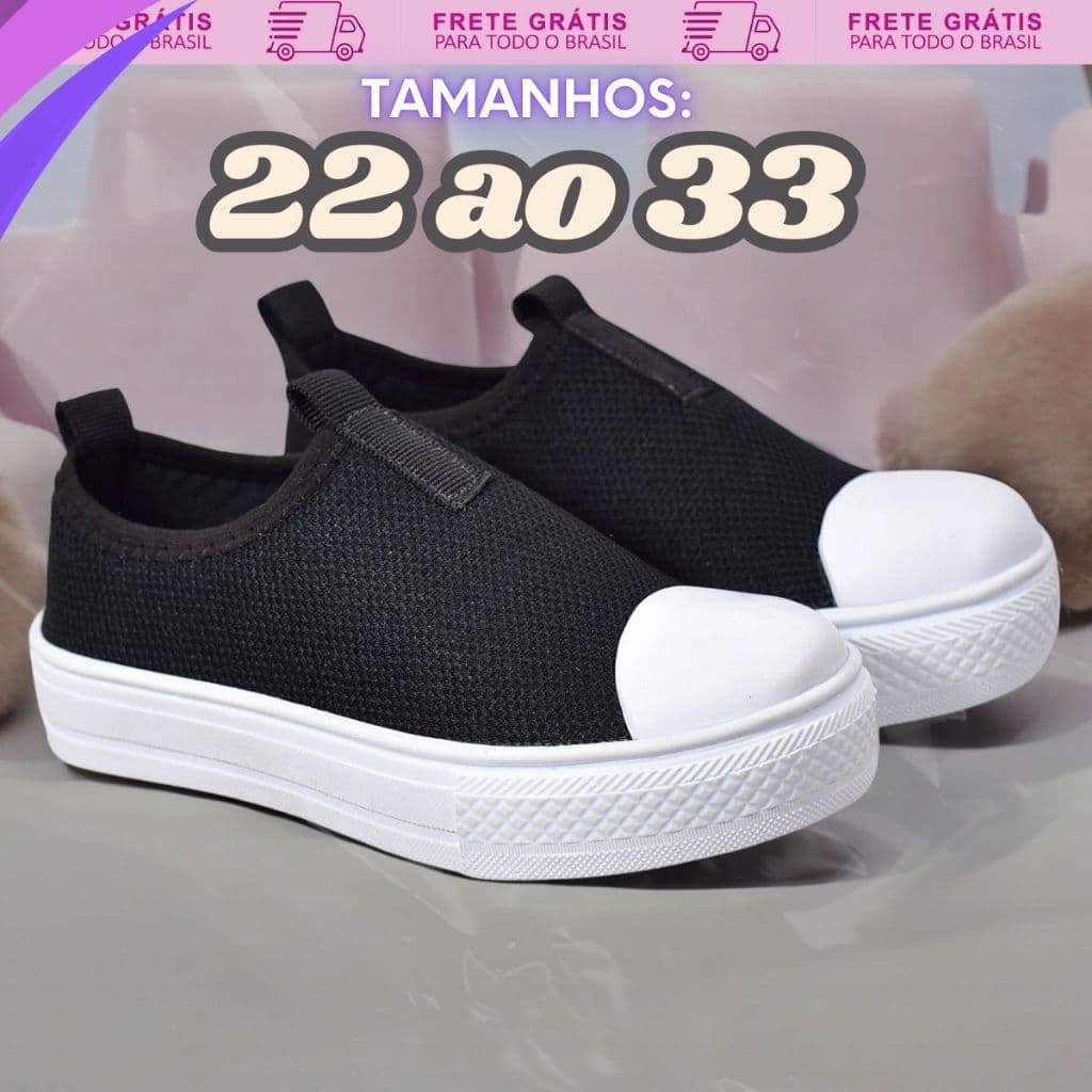 Tênis Infantil Slip On Confortável Macio Leve e Antiderrapante para Meninos e Meninas
