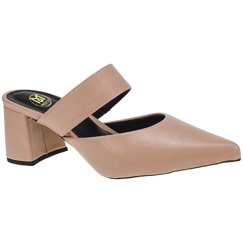 Tamanco Sandalia Scarpin Feminina Salto Medio Quadrado Bloco Grosso Bico Fino 0001