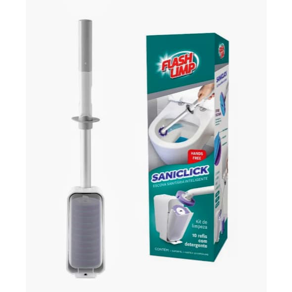 Escova Sanitária Inteligente Hands Free Saniclick C/ 10 refis Flash Limp