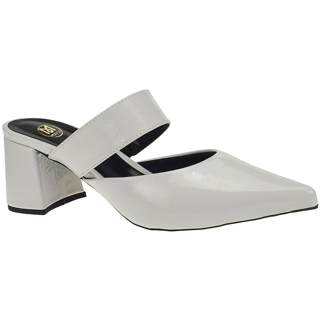 Sandalia Scarpin Tamanco Salto Baixo Grosso Feminino Bico Fino Confortável 0001
