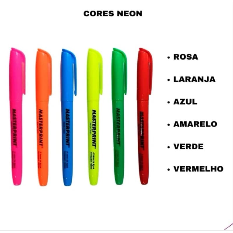 Kit 6 marca texto cores neon masterprint