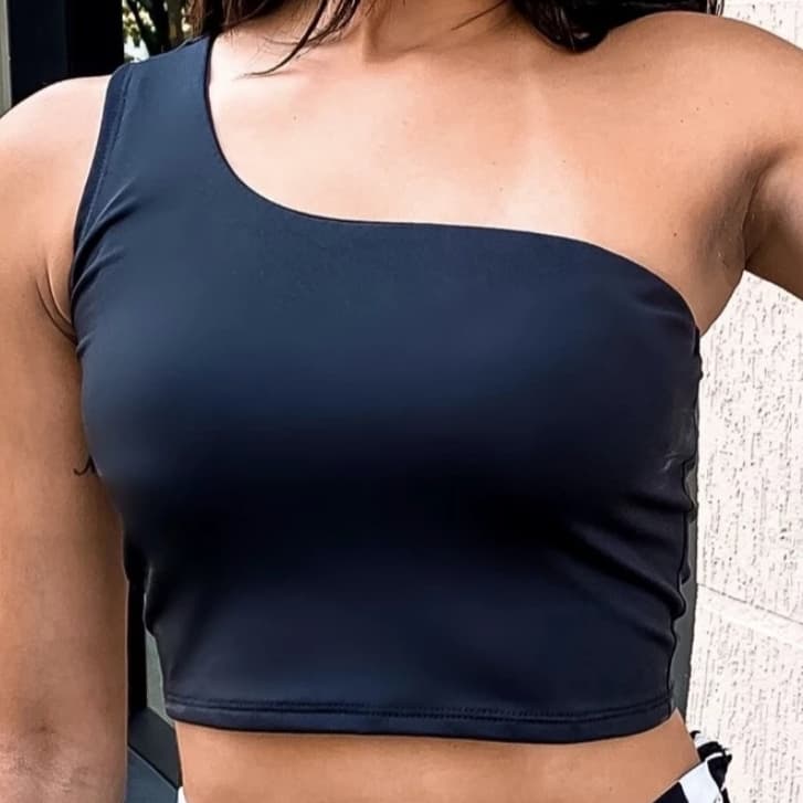 Cropped Feminino Mula Manca Uma Alça Forrado Suplex Casual Academia