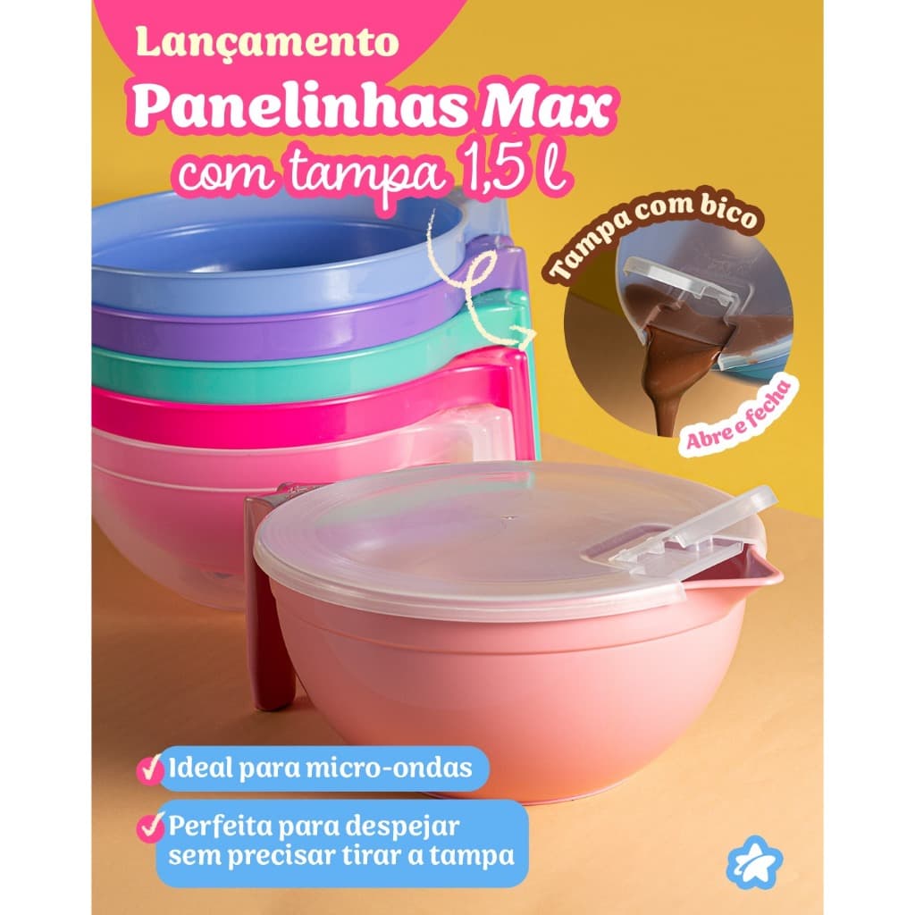 Panelinha Max COM TAMPA Bico Dosador Confeitaria Chantilly Chocolate Candy Blue Star