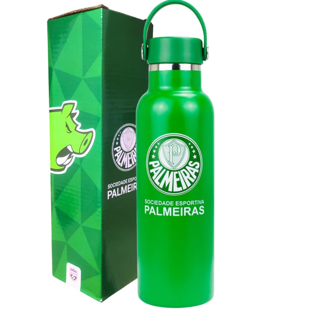 Garrafa Garrafinha Squeeze Térmica 500ml Aço Inox Palmeiras Verdão Oficial