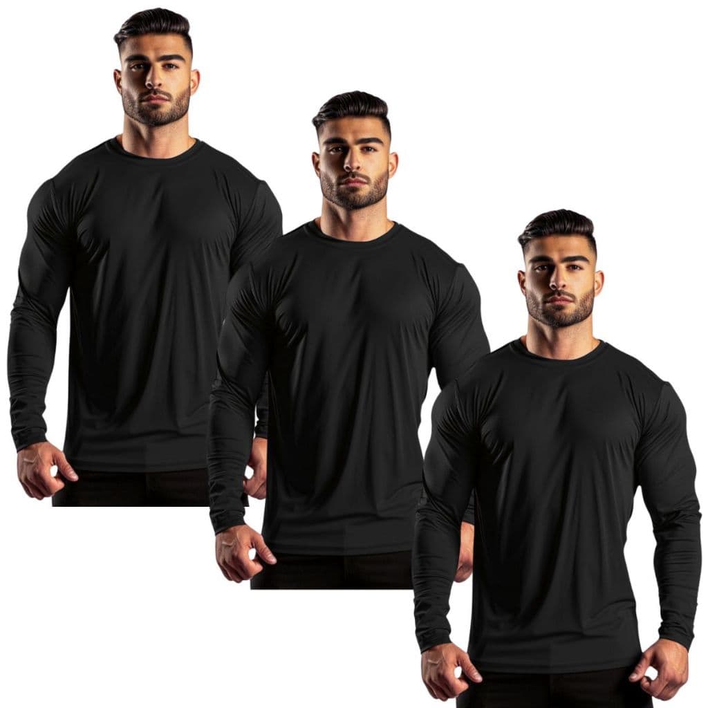 Kit 3 Camisetas Segunda Pele Manga Longa Tecnologia Dry Anti Odor Anti Suor Termica Corrida Bike EPI Blusa Camisa
