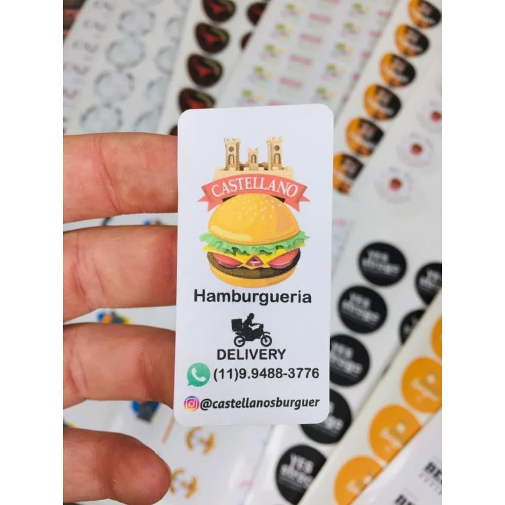 1000 Unidades Adesivos 3x6cm Retangular Personalizados com a Logomarca