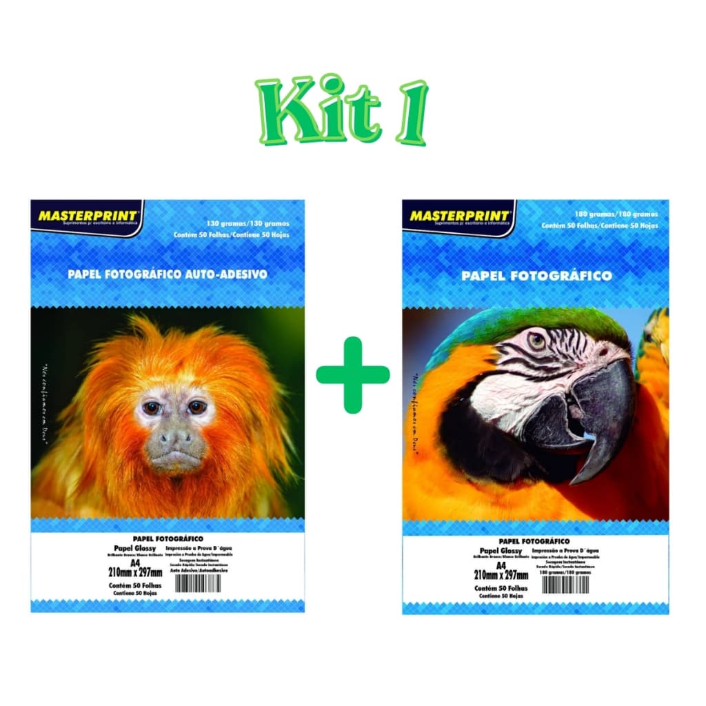 Kit C/Papel Fotográfico Adesivo 130g + Fotográfico Glossy 180g - (VERIFIQUE A DESCRIÇÃO) -Linha Neutra/Masterprint