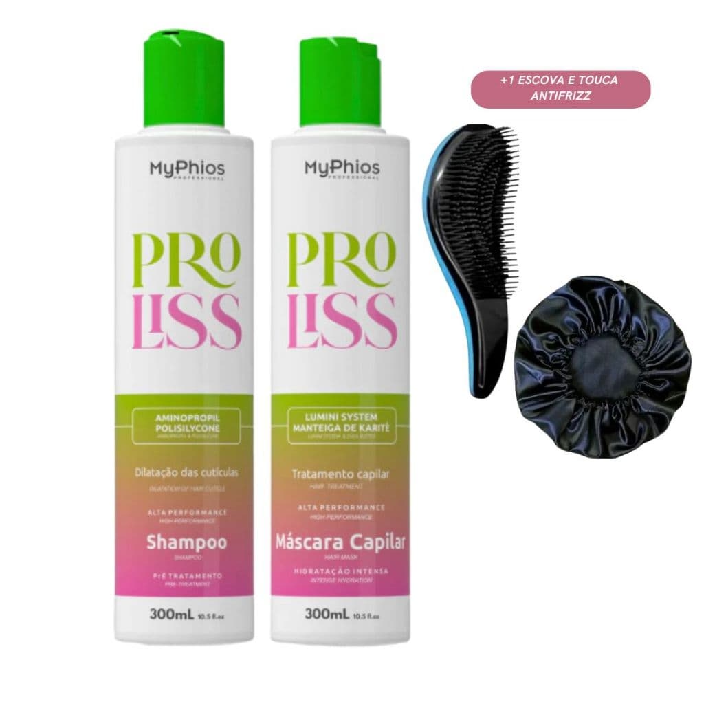 Kit Realinhamento Térmico 3D Proliss Myphios 300ml + Escova e Touca