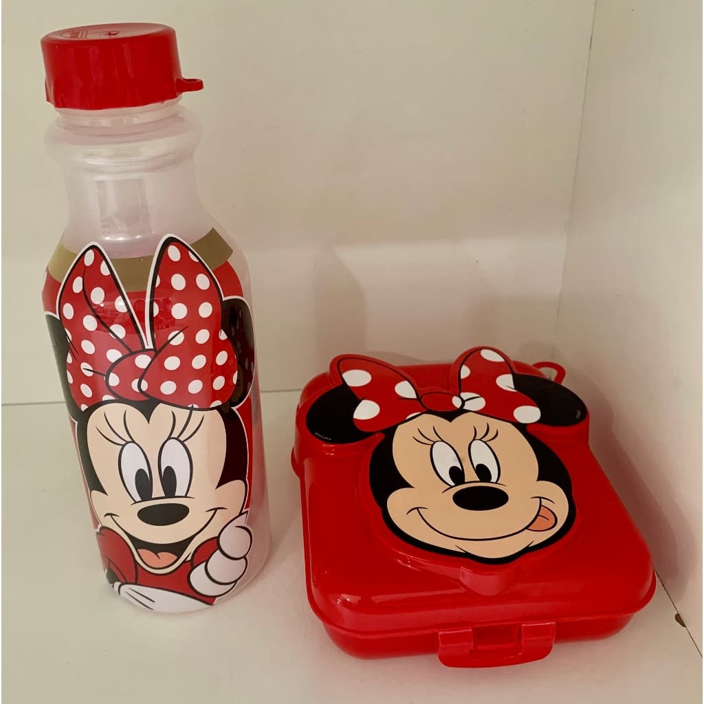 Kit infantil sanduicheira e  garrafa 530ml  Minie