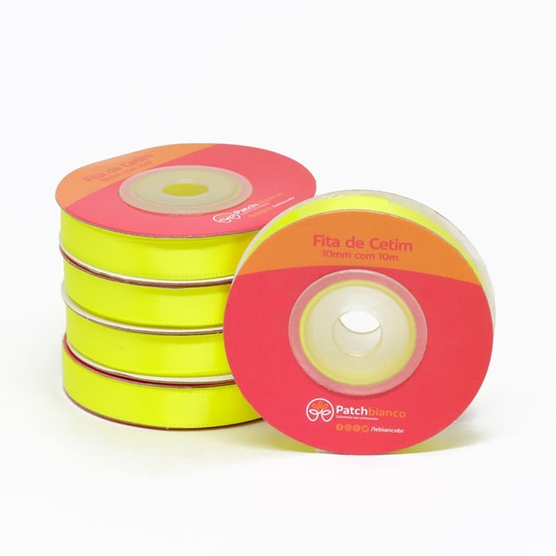 Fita de Cetim - Amarelo Bebê 10m x 10mm