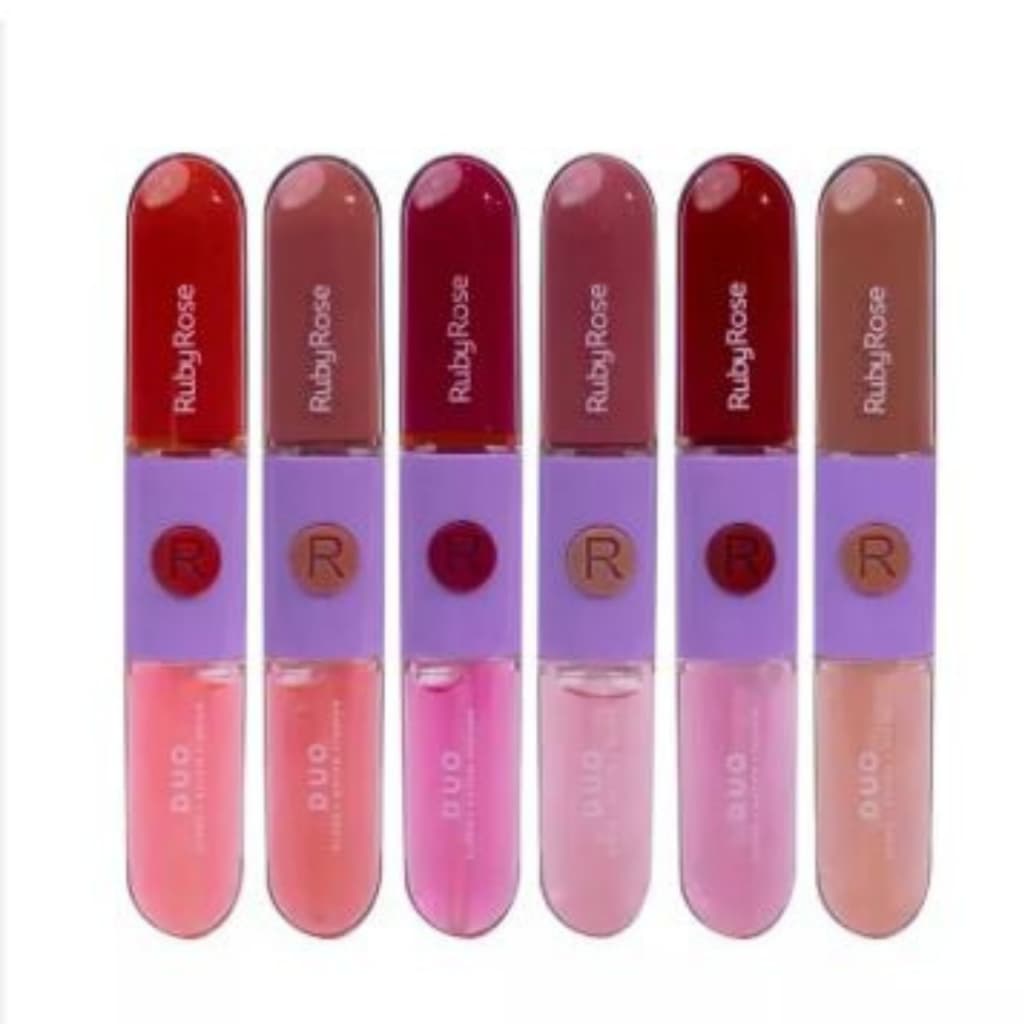 Batom Gloss Duo 2 em 1 Mood Ruby Rose Gloss + Batom líquido