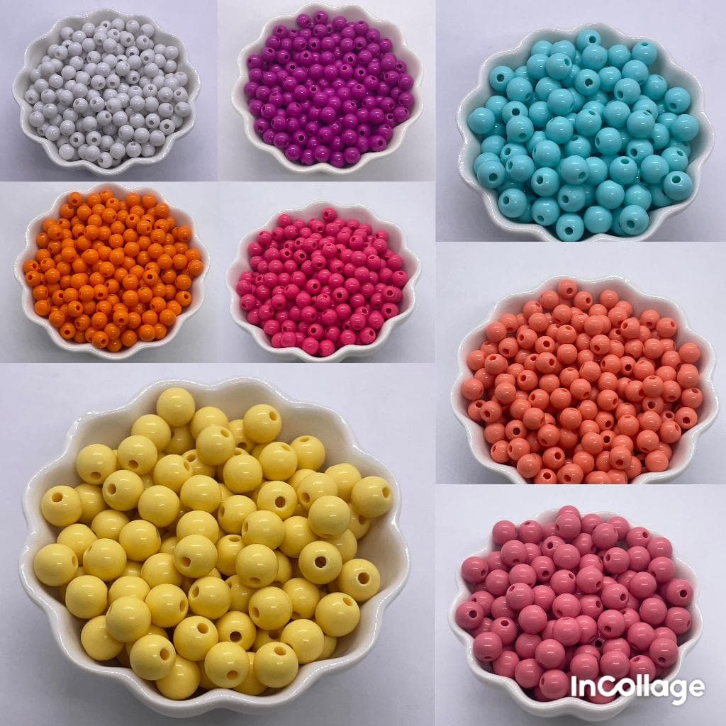 Miçangas Coloridas Bolinha 500g 4400 peças 6mm 8mm 10mm Lisa Leitosa para Pulseira Colar Artesanato