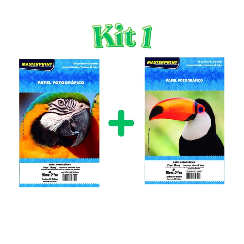 Papel Fotográfico Glossy 180g + Fotográfico Glossy ou Adesivo 115g A4 - (VERIFIQUE A DESCRIÇÃO)
