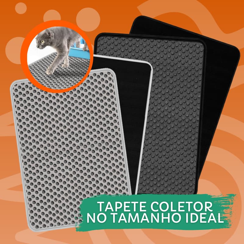 Tapete Higiênico Coletor Caixa de Areia de Gatos Anti Sujeira PETYC Lavável 60x45cm Preto ou Cinza