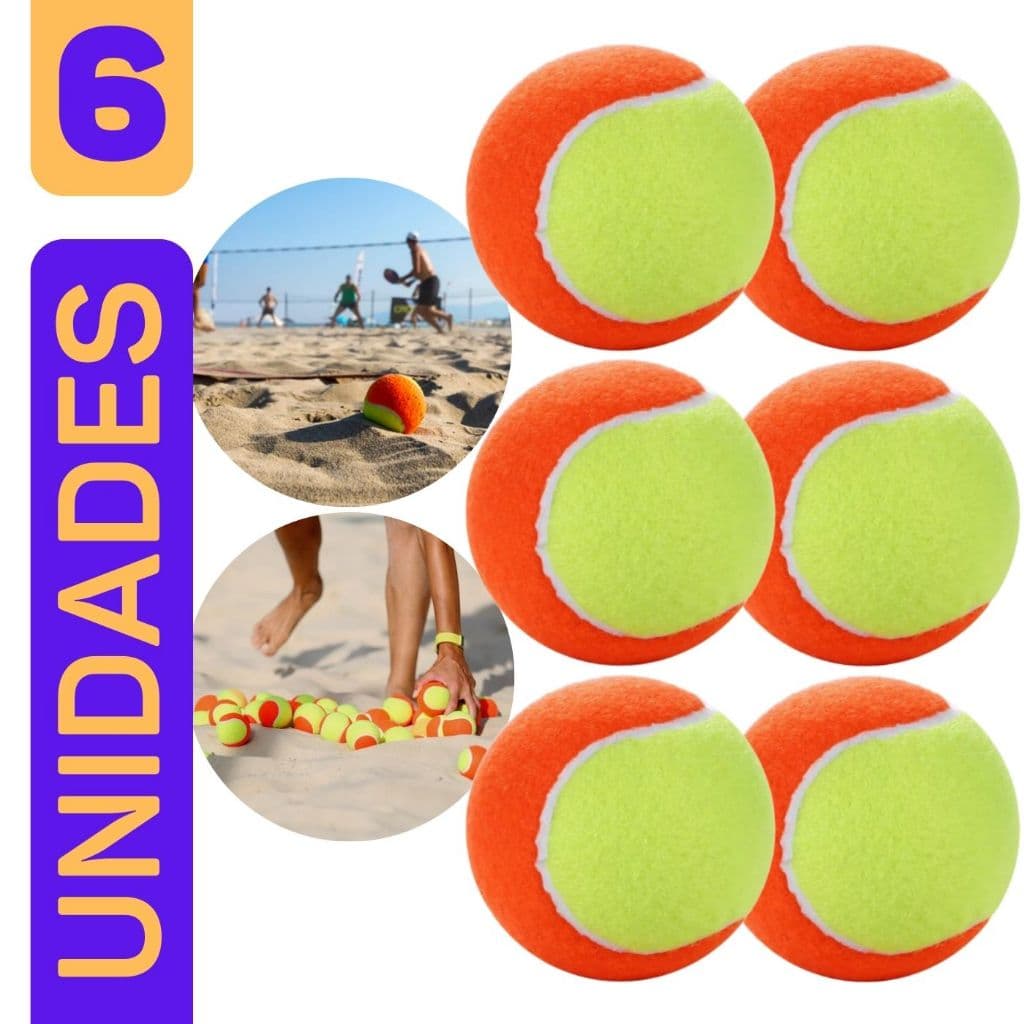 Kit 6 Bola Bolinha Beach Tennis Tênis Praia Pack 6 Unidades