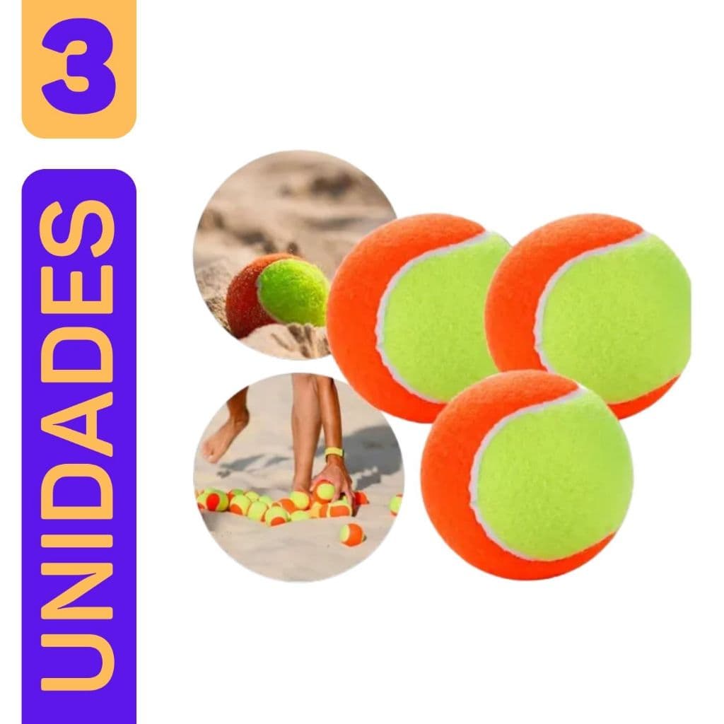 Kit 3 Bolas Beach Tennis Tenis Praia Treino Esporte e Areia Bolinhas