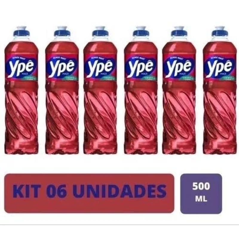 Kit 6 Detergente Ypê Maçã – Limpeza Suave e Frescor Frutal
