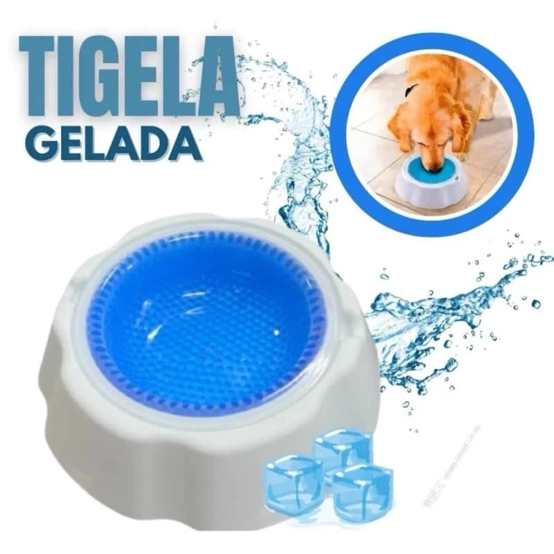 Bebedouro Gelado Pet 1L com Gel Reutilizável para Cachorro e Gato | Água Fresca por Horas HomePet