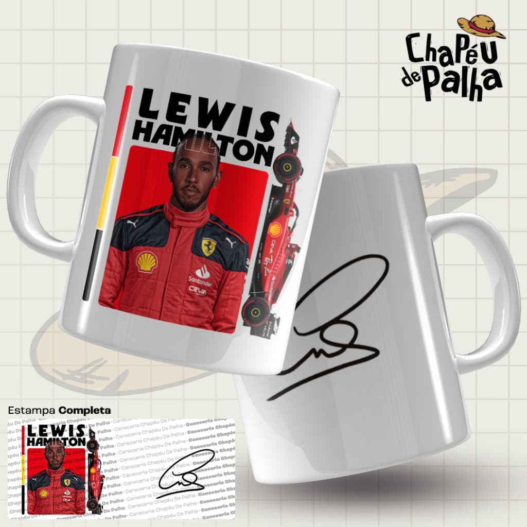 Caneca Fórmula 1 Porcelana 325ml – Corrida F1 – Presente Automobilismo - Lewis Hamilton