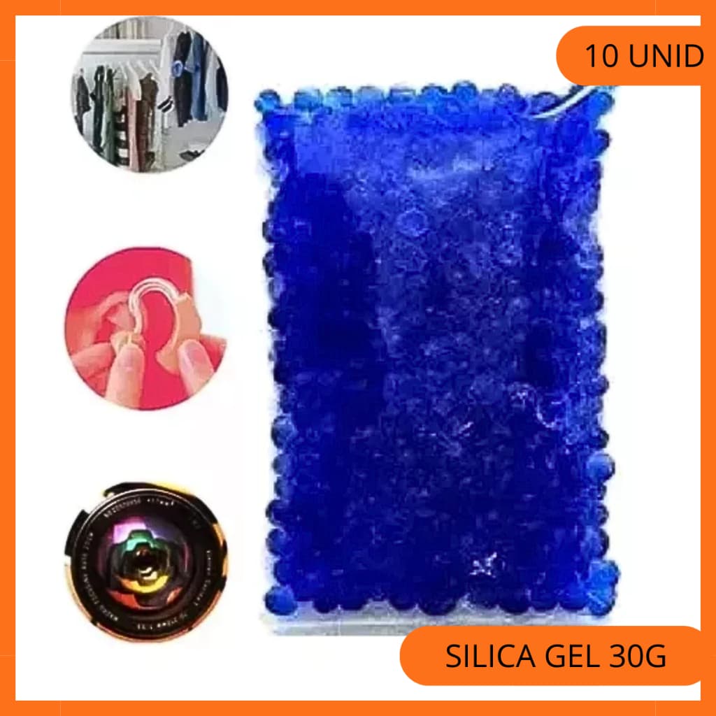Silica Gel Azul 30g Kit 10 Sachês Desumidificador Aparelho Auditivo Cola Cílios