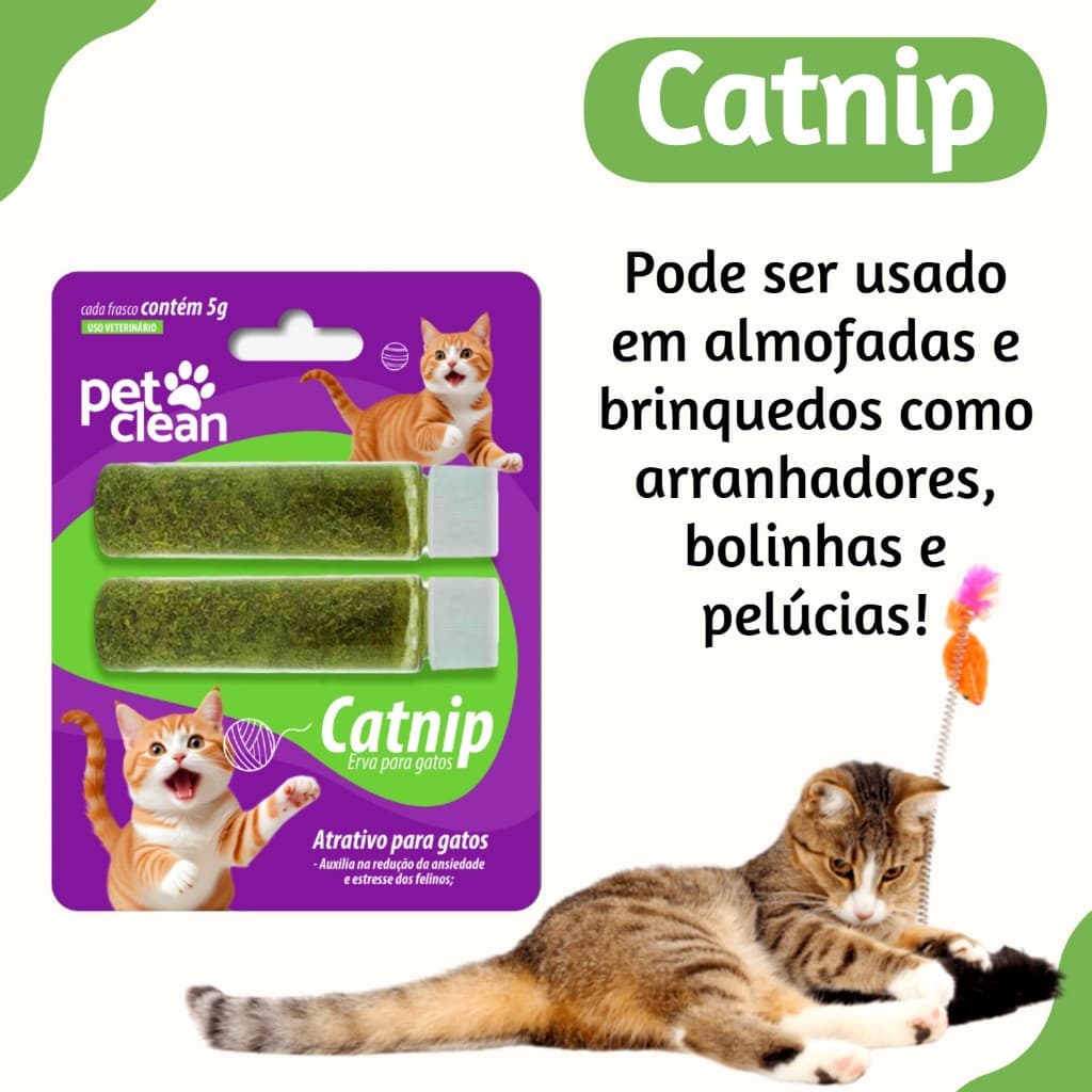 Kit Catnip Erva Do Gato Original 100% Natural Deixa o Gato Feliz - 2g