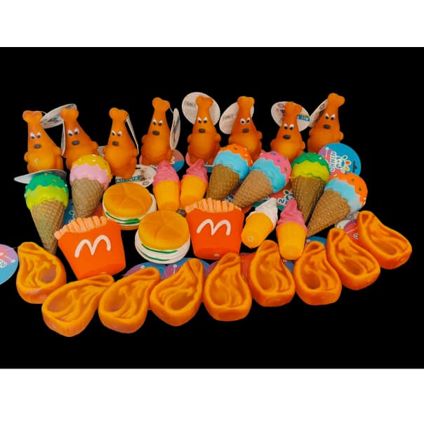 Brinquedo para pet, cães e gatos, sorvetes, filé, Hambúrguer, batata, frango.