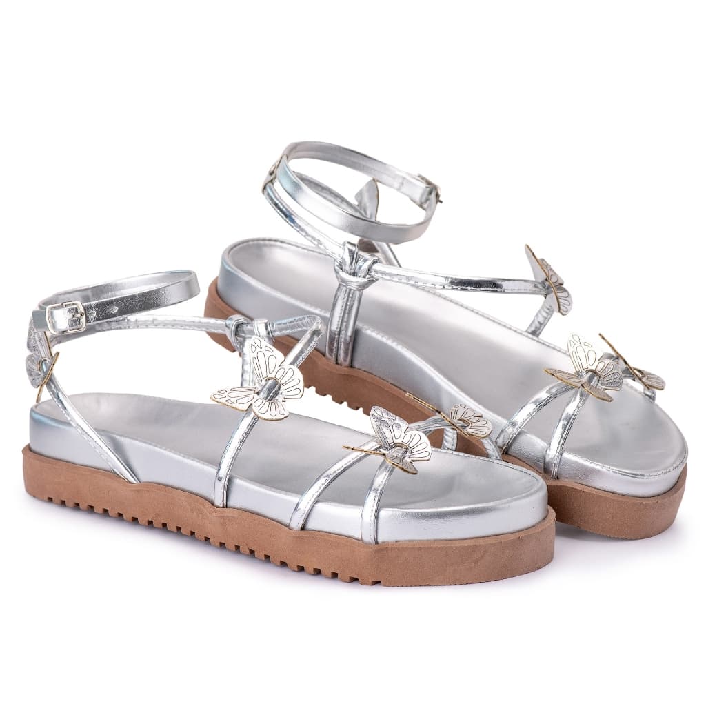 Sandália papete birken feminina com borboleta Virginia luxo confortável macia lançamento