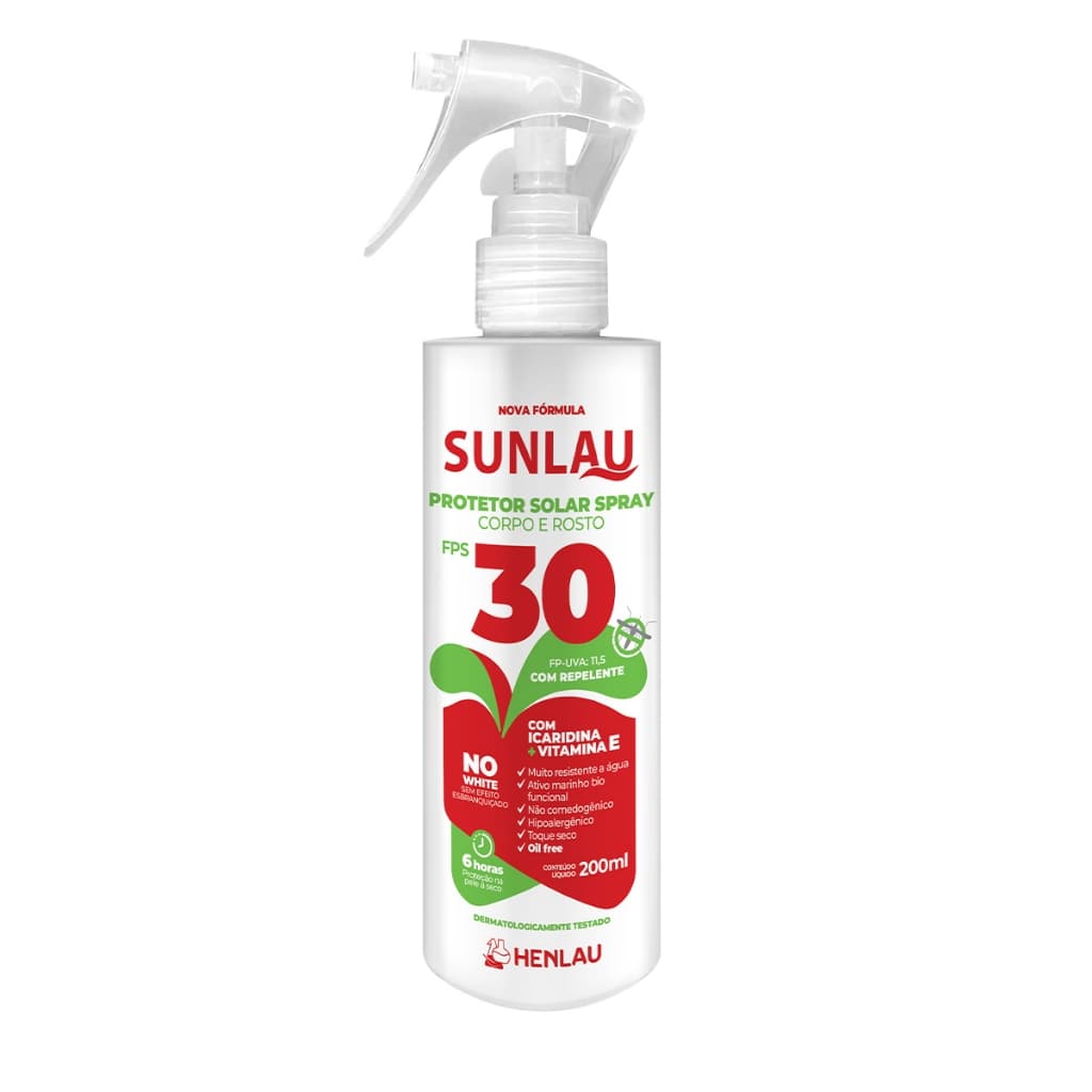 Protetor Solar Spray Repelente Sunlau Fps 30 200ml Icaridina