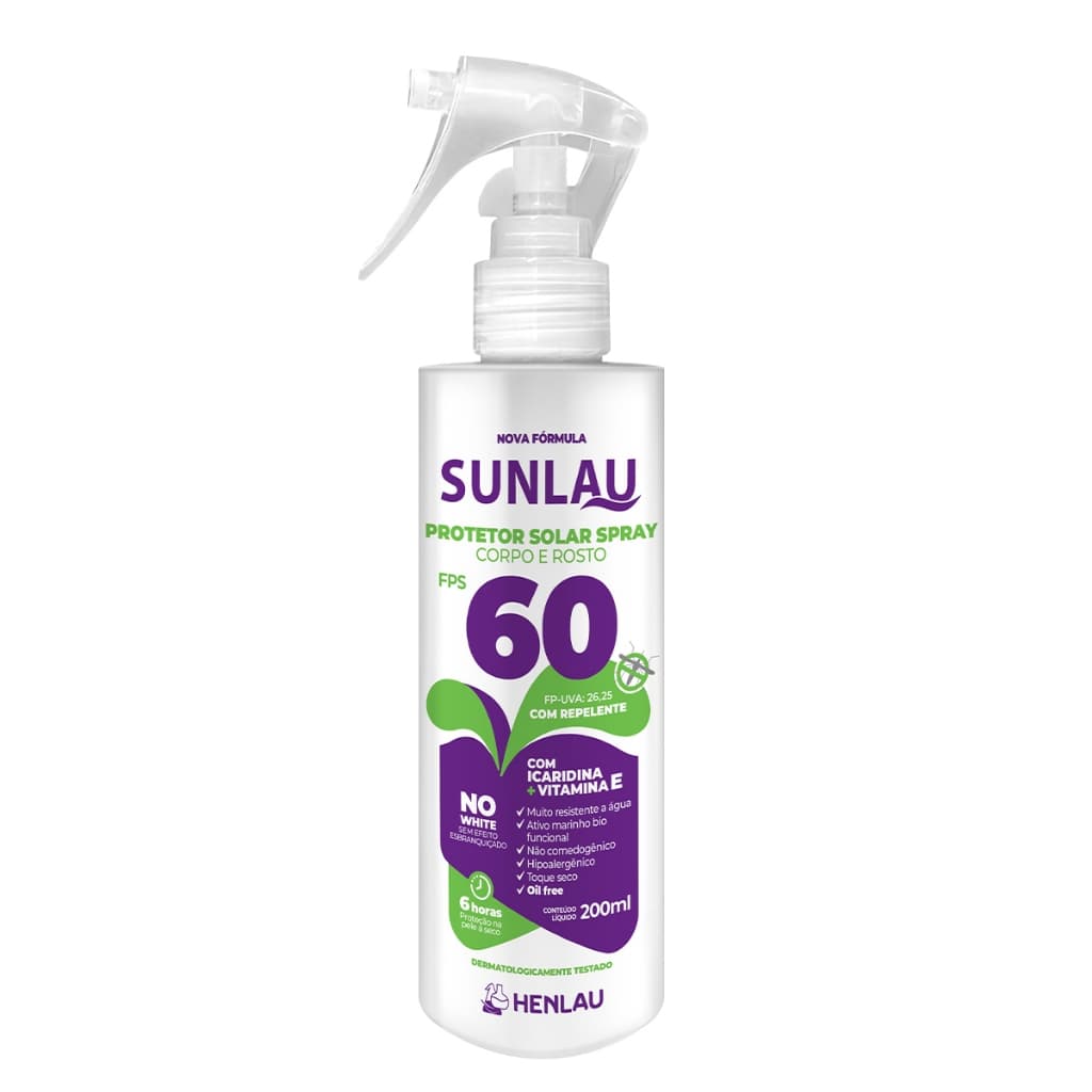Protetor Solar Spray Repelente Sunlau Fps 60 200ml Icaridina