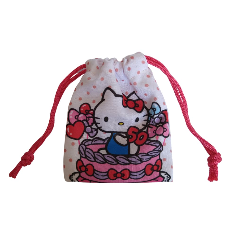 Bolsinha / Saquinho com Cordão Sanrio - Hello Kitty Cake Especial 50th 12x9,5cm