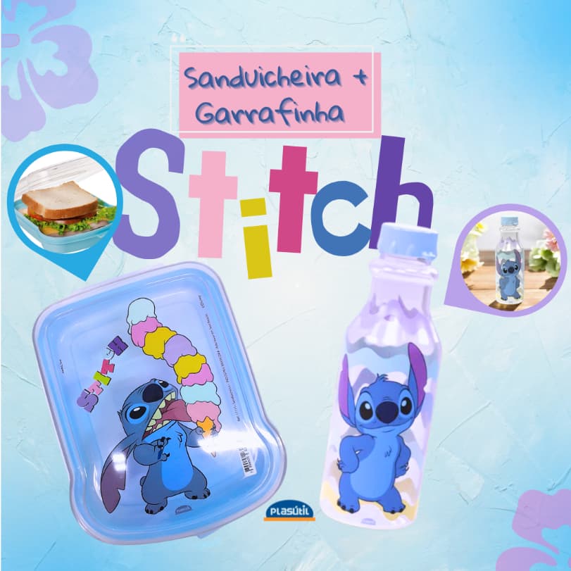 Sanduicheira + Garrafinha Stitch