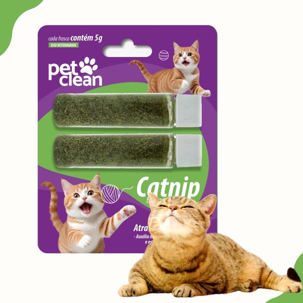 Erva dos Gatos Catnip 2 Potes Pó Desidratado 2g Original Puro Tira a Ansiedade Estresse Deixa o Gato Feliz