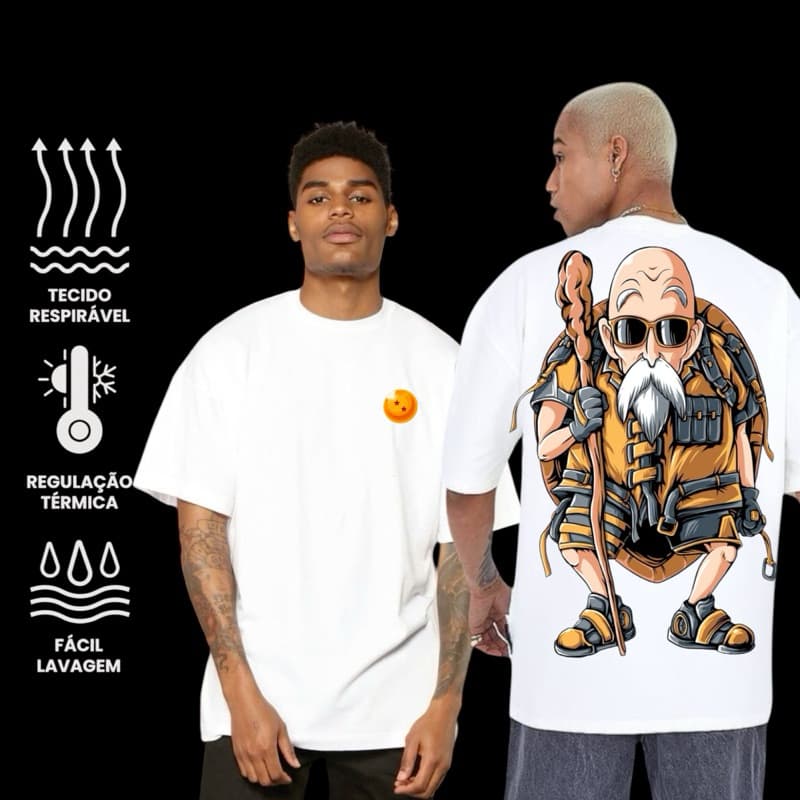 Camiseta Oversized Esfera Dragão Blusa Algodão Anime Camisa Lutador Desenho Estampado Treino