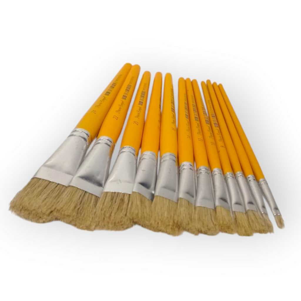 Kit 12 Pincéis Compel p/Artesanato Artístico 02 ao 24 Linha Amarela