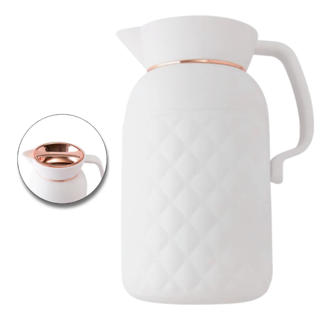 Garrafa Térmica 1L Branca Rose Gold Cantinho do Café