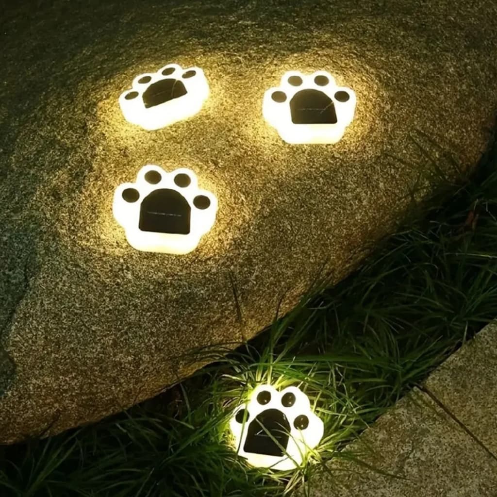 Spot jardim solar luminária de chão led branco quente 4 unidades espeto ou auto adesiva chão e pedra