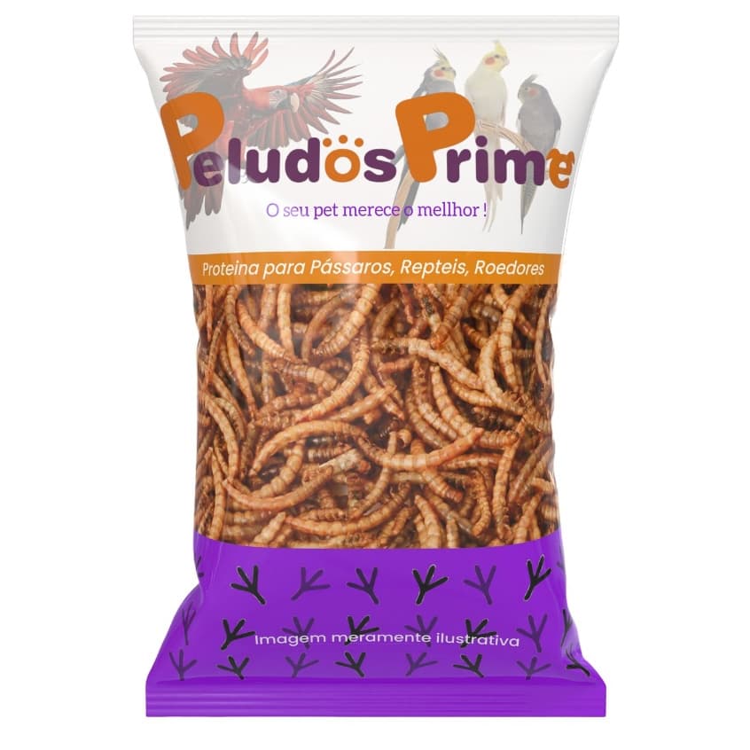Larva de Tenébrio Molitor Desidratada - Proteína para Pássaros, Répteis, Roedores e Peixes