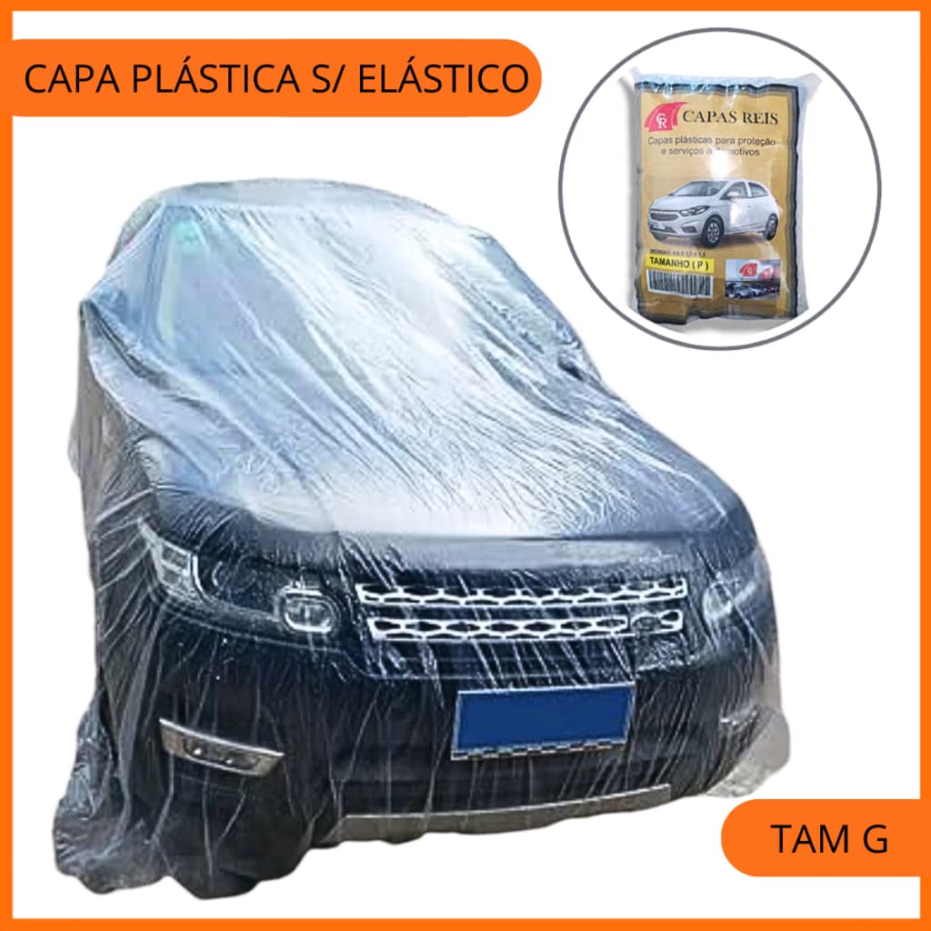Capa Plástica Protetora Carro Impermeável S/ Elástico Tam G