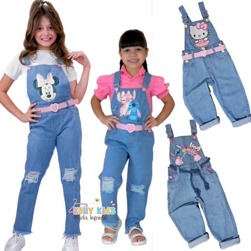jardineira calça jeans infantil linha premium