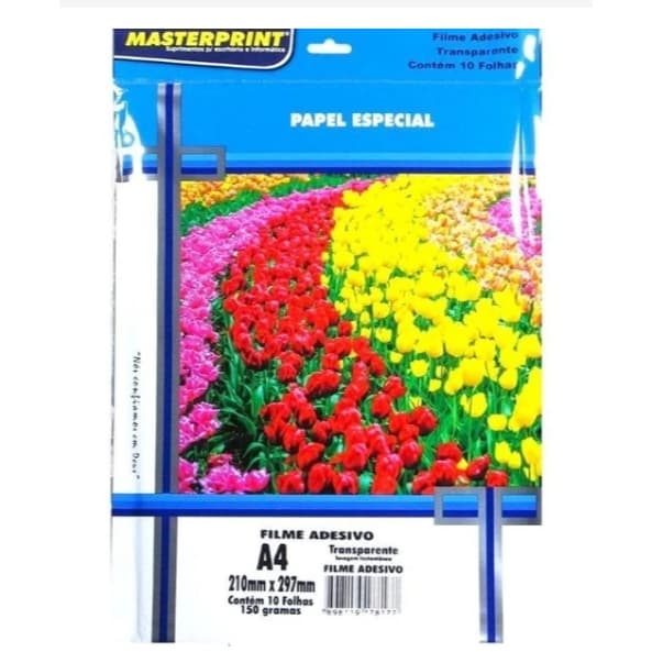 Papel Filme A4 Vinil Adesivo Transparente 150gr com 10 folhas - Masterprint