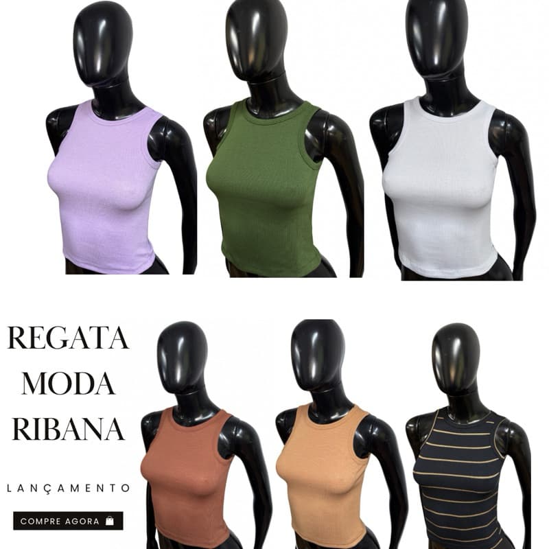 Regata Feminina moda Ribana canelada Blusinha Básica com elastano.
