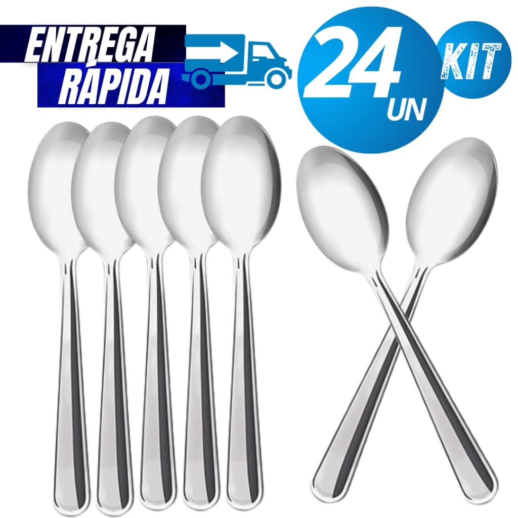 Kit 24/12 Peças de Colher PREMIUM De Mesa Aço Inox Para Casa Cozinha Restaurantes Lanchonetes