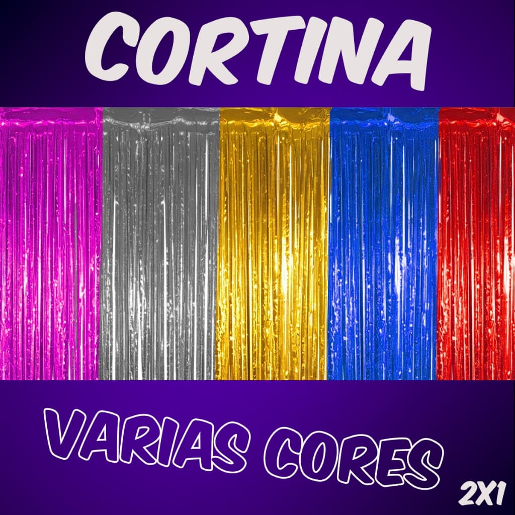 Cortina Metalizada Festa Carnaval 2M x 1M Diversas Cores